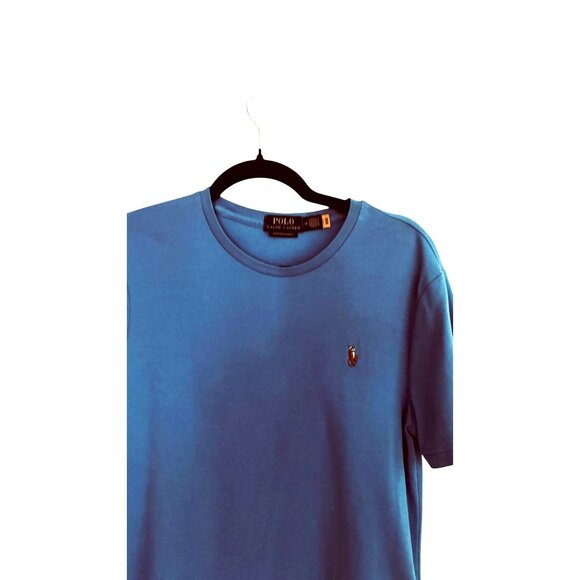 Polo Ralph Lauren Medium Blue Mens Slim Fit T-Shirt Crew Neck Mens Short Sleeve - Picture 3 of 10